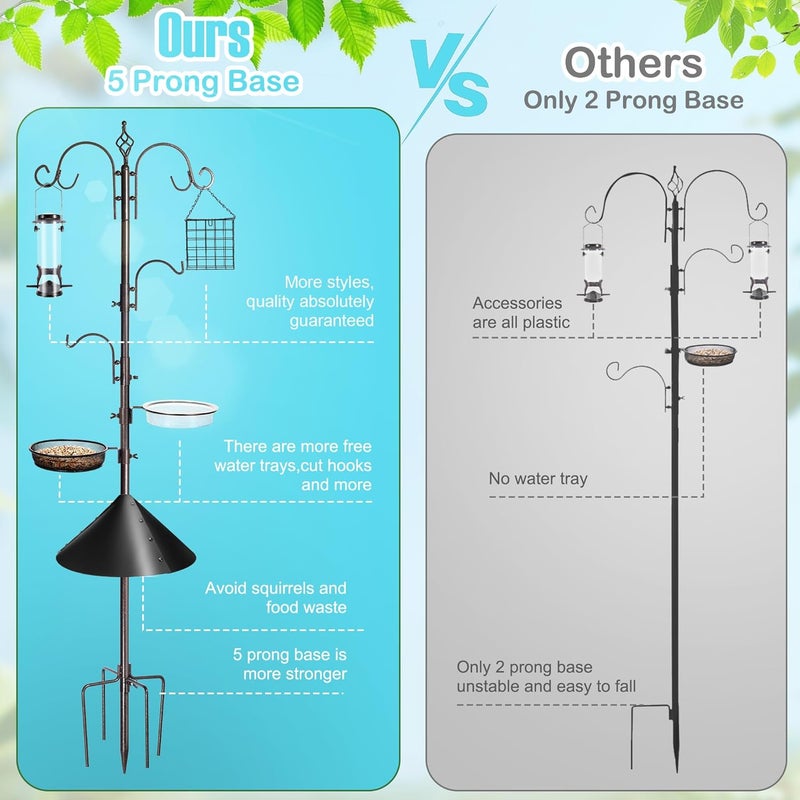 YINGYM Bird Feeding Station Kit, 87 Inches Bird Feeder Pole, Premium Feeder Hanging Kit with Metal Suet, Water Bowl, Mesh Tray and Squirrel Baffle - Image 5